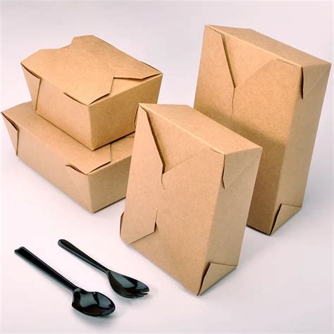 Printed Recycled Brown Kraft Paper Food Box / Wholesale Food Grade ...
