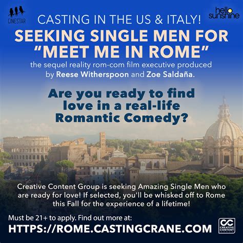 Casting Singles Who Wanna Travel To Rome for Zoe Saldana Produced