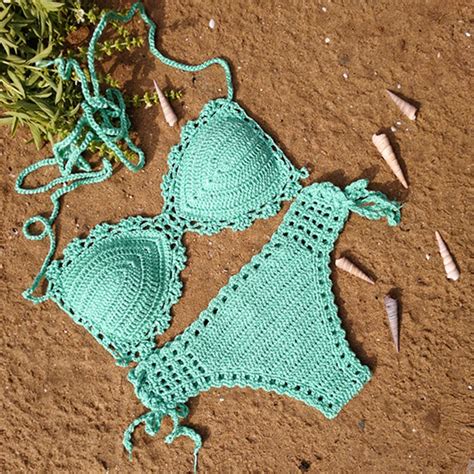 Handmade crochet bikini sexy two-piece swimming suit Beach Tankini