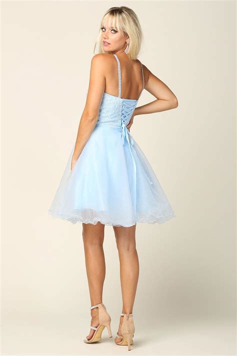 Ice Blue Prom Short Halter Homecoming Cocktail Dress for $71.99 – The