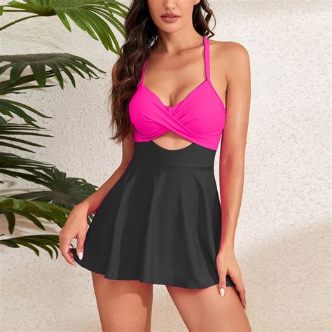 Hicidod Women Cutout One Piece Skirt Swimsuit V Neck Wrap Tie Back