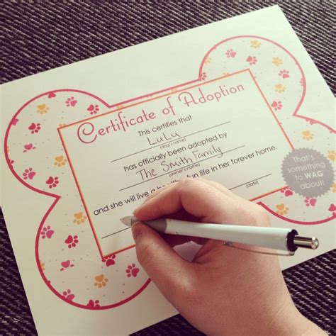 Browse Our Example of Adopt An Animal Certificate Template | Dog ...
