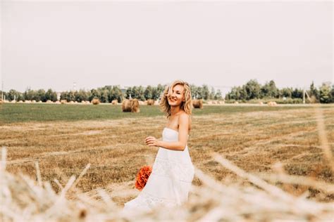 Woman White Dress Field Summer Royalty Free Photo