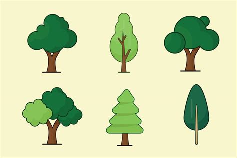 Set of Natural Tree Illustration Design 20976878 Vector Art at Vecteezy