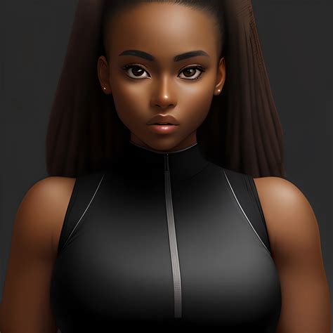 Woman with dark skin, big breast - black eyes - big ass - thin waist