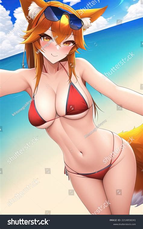 Bikini Anime Fox Girl Beach Stock Illustration 2214858241 | Shutterstock