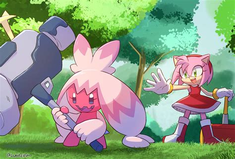 Amy Rose & Tinkaton by: lunaerim : r/Pokemonart