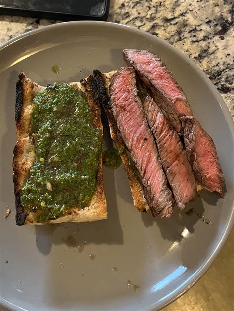 Grilled Top Round Steak w/ homemade Chimichurri and toasted French