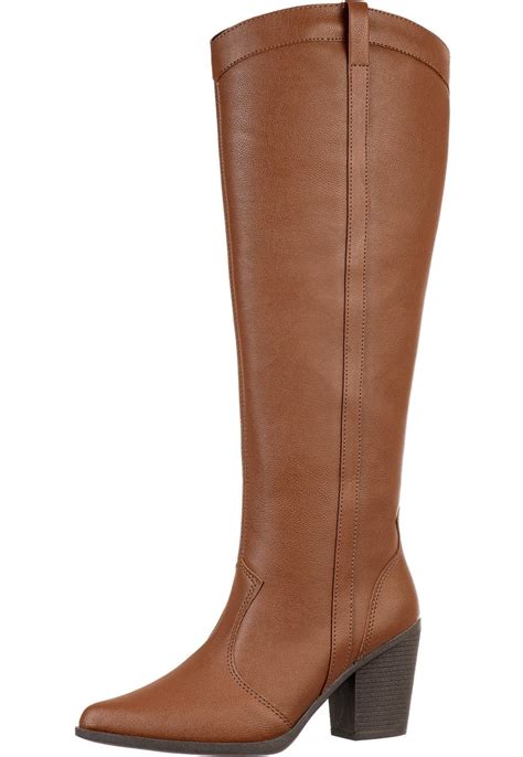 Bota Caramelo Cano Alto - Bota Feminina Western Texana Country Cano Alto Bico Fino Caramelo ...