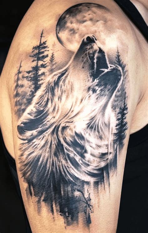 Howling Wolf Tattoo Design Ideas Images | Wolf tattoos men, Wolf tattoo ...