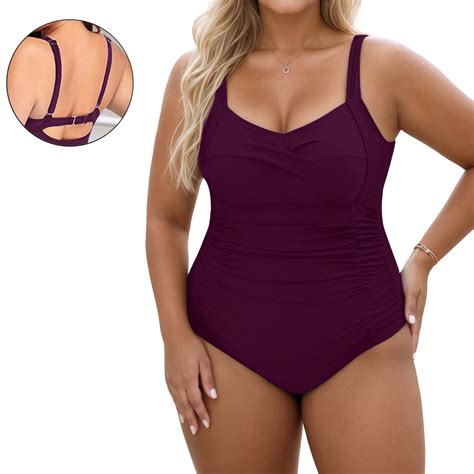Plus Size Swimwear for Women Purple Bathing Suit Cute 1 Piece Swimsuit