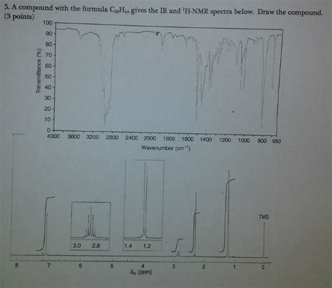 Solved 5. A compound with the formula C10H14 gives the IR | Chegg.com