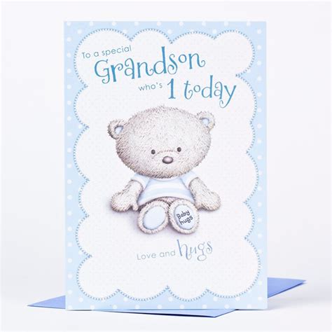 Grandson First Birthday Card Hugs 1st Birthday Card to A Special ...
