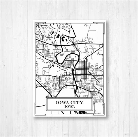 Iowa City Iowa Street Map Hanging Canvas Map of Iowa City - Etsy