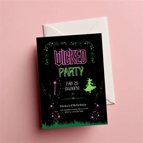 Wicked Birthday Party Invitation | Pink and Green Party | Wicked