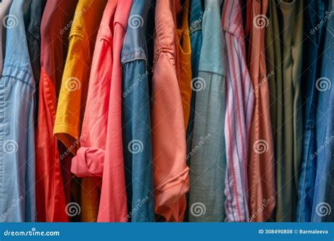 Open Closet with Unorganized Random Colorful Hanging Clothes ...