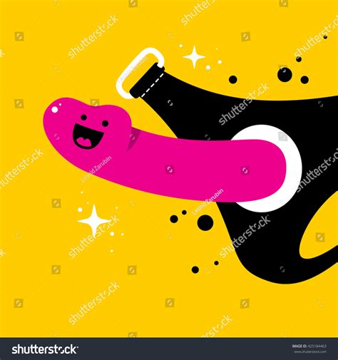 Handdrawn Illustration Cute Strapon On Yellow: immagine vettoriale