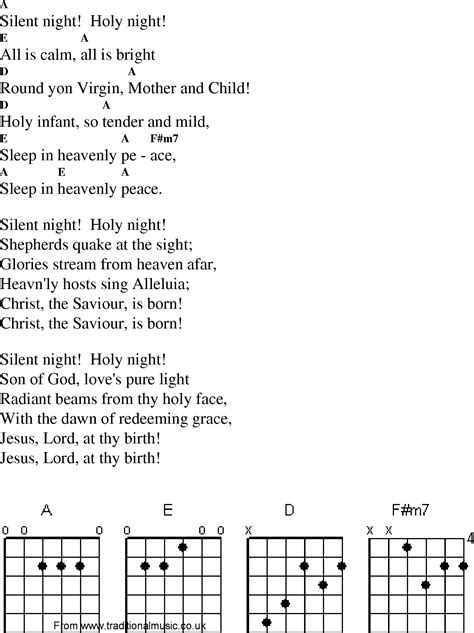 Christian Gospel Worship Song Lyrics with Chords - Silent Night