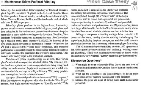 solved maintenance drives profits  frito lay frito lay cheggcom