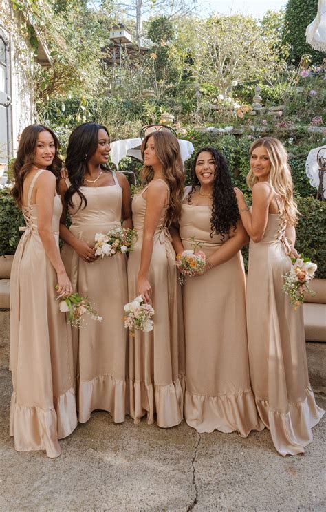 champagne satin bridesmaid dresses
