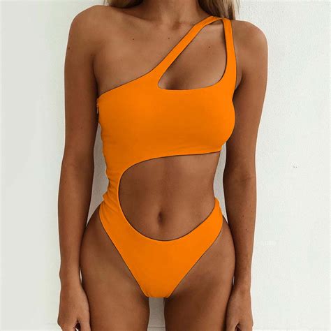 snowsong Swim Suits One Piece Swimsuit Women Women One Shoulder Cutout