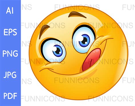 Yummy and Hungry Emoji Licking his Lips, Vector clipart stock image.