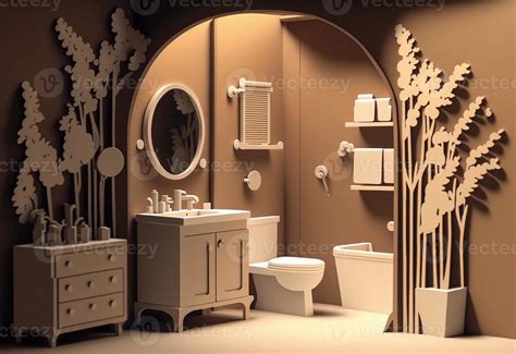 Cut Paper Craft Bathroom Interiors - . 21928399 Stock Photo at Vecteezy