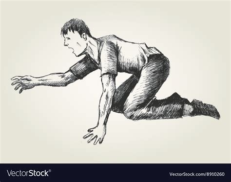 Sketch of a man crawling Royalty Free Vector Image