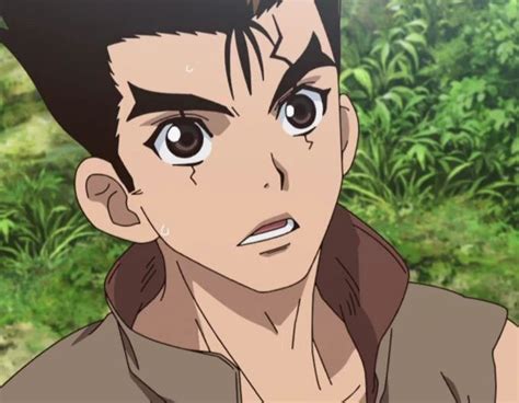 an anime character with black hair and big eyes looking at the camera ...