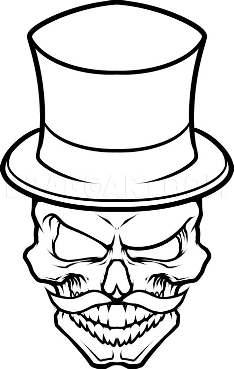 How To Draw A Gentleman Skull, Drawing, Step by Step, by Dawn - DragoArt
