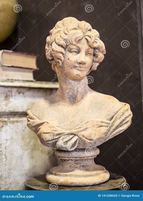 bust   woman ancient plaster statue stock photo image  greece