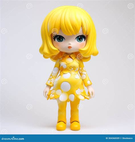 Lily: Cute and Psychedelic Vinyl Toy with Yellow Hair Stock