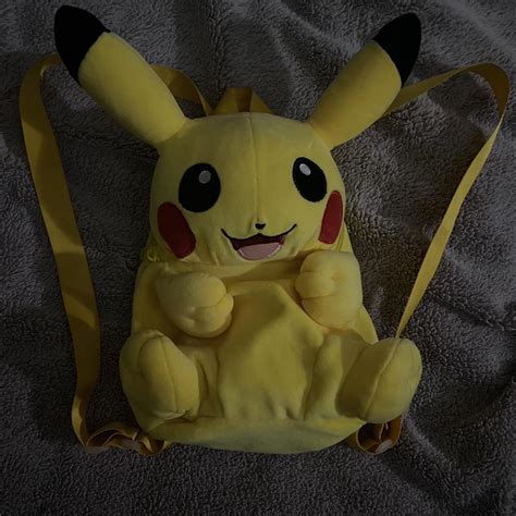 pikachu pokémon plush backpack only used once great... - Depop