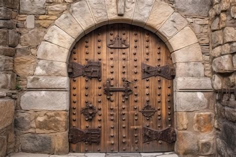 Premium AI Image | Wooden doors in medieval castle Ai
