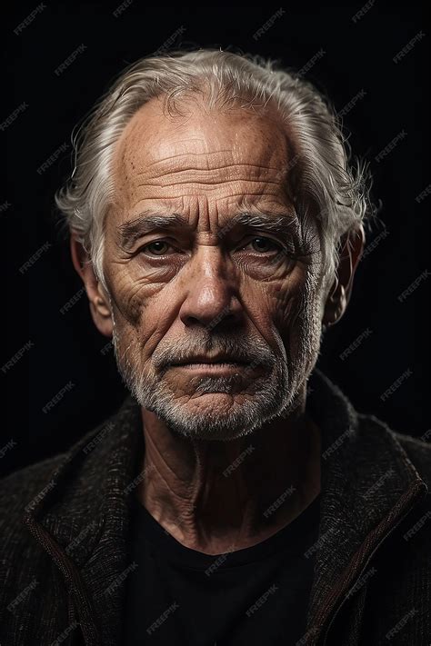 Premium Photo | Portrait of pensive old man on black background created