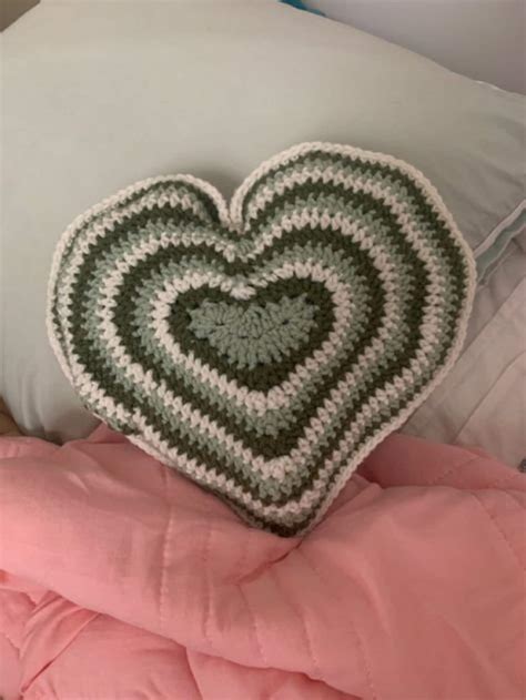 Crochet Heart Pillow - Etsy