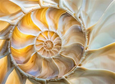 An Amazing Fibonacci Pattern in a Nautilus Shell Stock Image - Image of ...