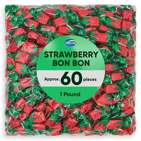 Arcor Strawberry Filled Bon Bons Candy - 1 Pound Approx 60 Pieces Fruit