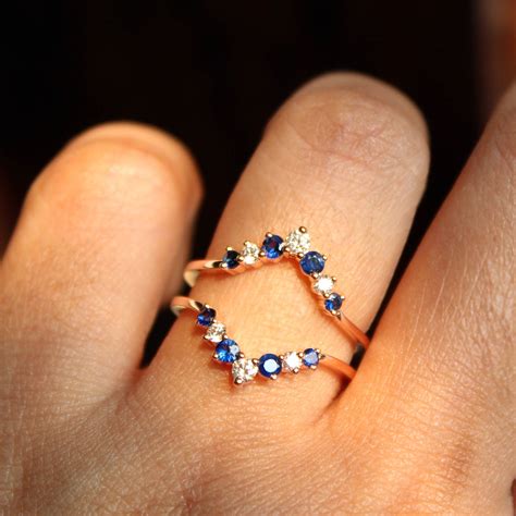 Natural Sapphire & Salt Pepper Diamond Ring Enhancer - Abhika Jewels