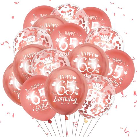 Amazon.com: 65th Latex Birthday Balloons, 15 Pcs Rose Gold Happy 65th Birthday Balloons, Rose ...