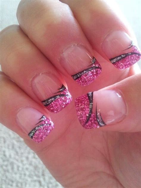 Glitter French Tip Nails | Glitter French Tip with Nail Art | Nail art ...