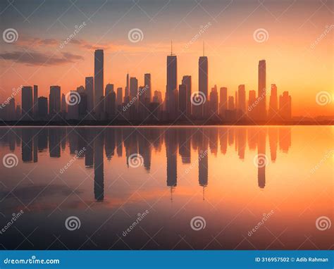 Silhouette of City Buildings during Sunset Stock Illustration ...