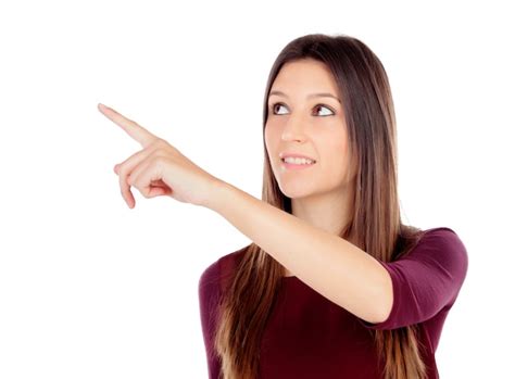 premium photo attractive young girl indicating