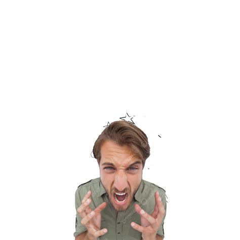 overhead view composite image showing  man   state irritated