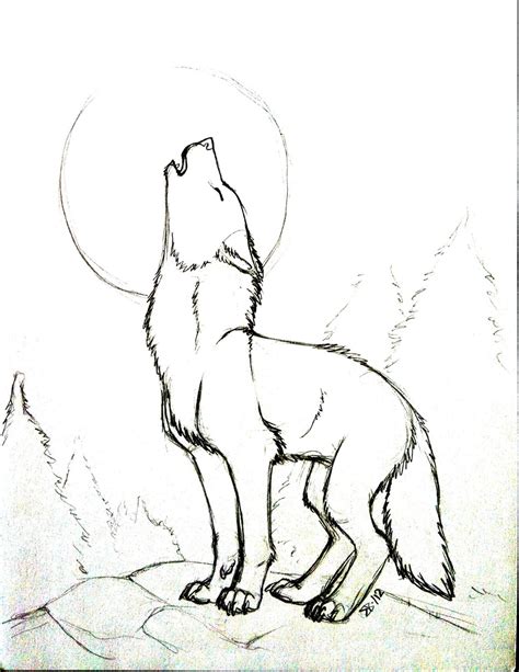 Simple Wolf Howling Drawing at GetDrawings | Free download