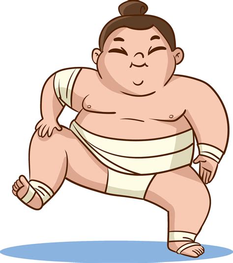 Vector illustration of cute Sumo wrestlers.Cute kids doing sumo