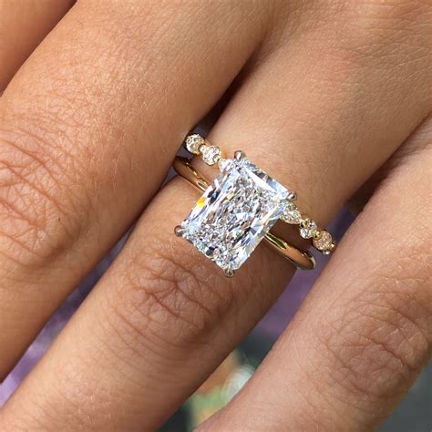 carat radiant engagement ring yellow gold ascot diamonds