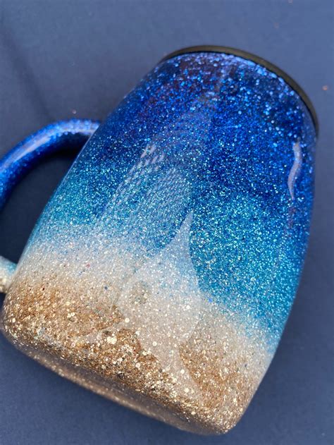 Beach Themed Glitter Coffee Mug Cup Insulated Stainless - Etsy