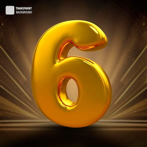 Premium PSD | Psd gold number 6 luxury 3d