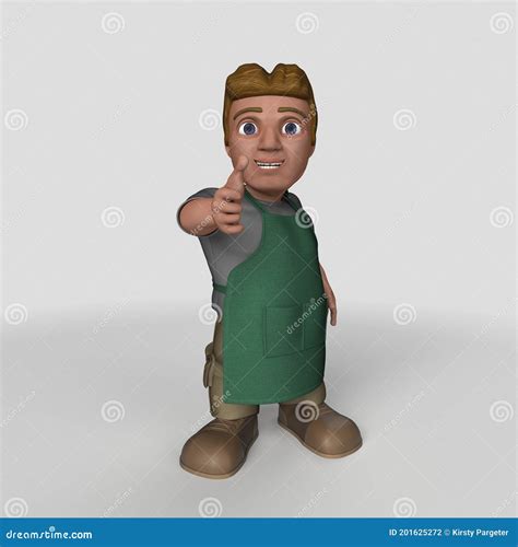3D Cartoon Shop Keeper Character Stock Illustration - Illustration of